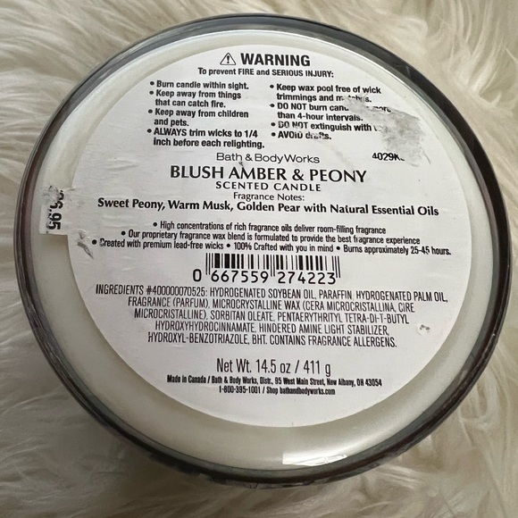 Blush Amber Peonies Bath & Body Works Candle - Picture 3 of 3
